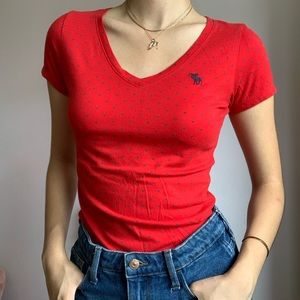 Abercrombie Kids V-Neck Red Logo Top